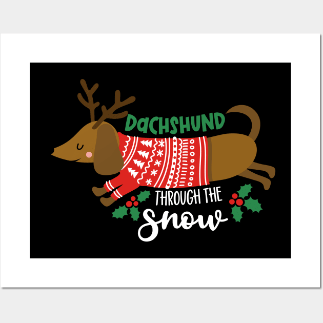 Dachshund through the snow Wall Art by TEEPOINTER